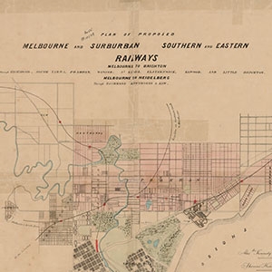 1857 Railway Map of Melbourne including the Sandringham Line